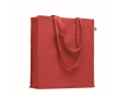 Sac en coton bio coloré à soufflet et longues anses 220 g/m² couleur rouge