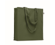 Sac en coton bio coloré à soufflet et longues anses 220 g/m² couleur vert