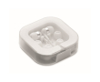 Écouteurs à réduction de bruit dans boîtier support mobile couleur blanc