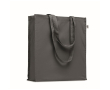 Sac en coton bio coloré à soufflet et longues anses 220 g/m² couleur gris foncé