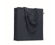 Sac en coton bio coloré à soufflet et longues anses 220 g/m² couleur bleu marine