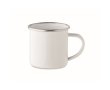 Mug vintage en métal sublimé avec bord métallisé 200 ml couleur blanc