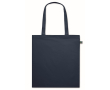 Tote bag en coton à longues anses Fairtrade 140 g/m² couleur bleu