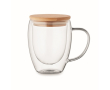 Mug en verre borosilicaté à double paroi avec bambou 300 ml couleur transparent