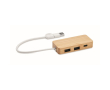 Hub USB en bambou avec 3 ports et câble de 20 cm couleur bois