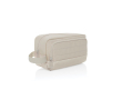 Vanity case allongé en RPET avec 2 compartiments et poignée couleur beige