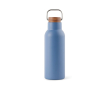 Thermos en inox recyclé à poignée et bouchon en bois 580ml couleur bleu