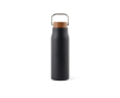 Thermos en inox recyclé à poignée et bouchon en bois 300ml couleur noir