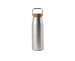 Thermos en inox recyclé à poignée et bouchon en bois 300ml couleur argenté