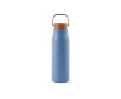 Thermos en inox recyclé à poignée et bouchon en bois 300ml couleur bleu