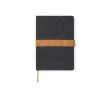 Carnet A5 en toile recyclée à bande magnétique avec lignes couleur noir