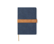 Carnet A5 en toile recyclée à bande magnétique avec lignes couleur bleu marine