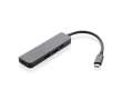 Hub en aluminium recyclé multi-connecteurs avec entrée HDMI couleur gris