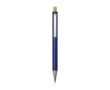 Stylo en aluminium recyclé à bouton en bambou, mine bleue couleur bleu marine