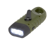 Lampe solaire dynamo en plastique recyclé à mousqueton couleur vert militaire