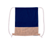 Sac ficelle en 100% coton avec base en jute 120g/m² couleur bleu marine