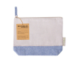 Trousse en coton recyclé avec base et tirette colorées couleur bleu