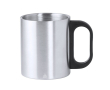 Mug double paroi en inox avec anse en plastique 300ml couleur argenté