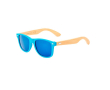Lunettes de soleil colorées avec branches en bambou UV400 couleur bleu ciel