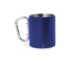 Mug en inox à double paroi avec anse mousqueton 300ml couleur bleu