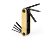 Multi-outils en acier au carbone noir, carcasse en bambou couleur bois