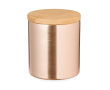 Bougie à la vanille, bougeoir en métal, couvercle en bambou couleur rose