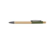 Stylo en bambou avec détails colorés aluminium, encre bleue couleur vert