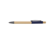 Stylo en bambou avec détails colorés aluminium, encre bleue couleur bleu