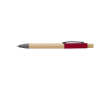 Stylo en bambou avec détails colorés aluminium, encre bleue couleur rouge