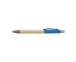Stylo en bambou avec détails colorés aluminium, encre bleue couleur bleu ciel