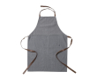 Tablier en RPET avec tour de cou et bretelles en simili-cuir couleur gris