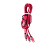 Câble coloré de recharge en nylon à trois connecteurs couleur rouge