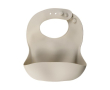 Bavoir pour bébé en silicone, ajustements multiples et poche frontale couleur beige