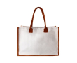 Sac de plage en toile de coton avec bords et poignées colorés couleur marron