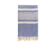 Pareo serviette en coton recyclé avec rayures sur les côtés 200 g/m2 couleur bleu