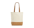 Sac en coton recyclé, anses longues et base en liège 180g/m² couleur naturel