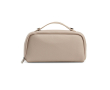 Vanity en cuir déperlant recyclé à trois compartiments couleur beige