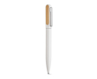 Stylo en aluminium recyclé et bambou encre bleue Dokumental® couleur blanc
