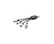 Câble de charge 4-en-1 en RPET, plusieurs ports de connexion couleur noir