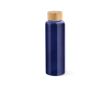 Gourde en verre à bouchon étanche en bambou 490 ml couleur bleu