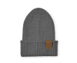 Bonnet en coton recyclé à écusson décoratif et fini côtelé couleur gris