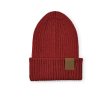 Bonnet en coton recyclé à écusson décoratif et fini côtelé couleur bordeaux