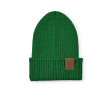 Bonnet en coton recyclé à écusson décoratif et fini côtelé couleur vert foncé