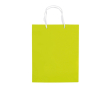 Sac moyen en papier laminé coloré avec anse en corde couleur vert lime
