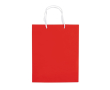 Sac moyen en papier laminé coloré avec anse en corde couleur rouge