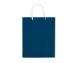 Sac moyen en papier laminé coloré avec anse en corde couleur bleu foncé