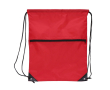 Sac à cordons en RPET avec poche frontale zippée 210T couleur rouge