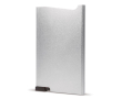Porte-cartes en aluminium avec bouton et rangement pour 6 cartes couleur argenté
