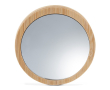 Miroir compact rond idéal pour les voyages fait en liège couleur bois