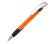 Stylo personnalisable avec prise texturée et bouton en métal couleur orange